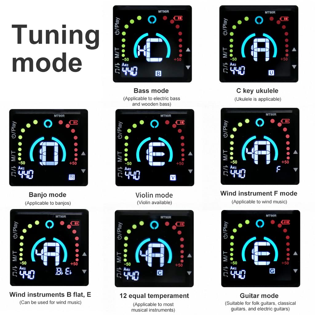 ZORBES 2 in 1 Guitar Tuner with Metronome, Clip On Tuner for Guitar, Bass Ukulele, Violin, Banjo, Built-in Battery USB Rechargeable Tuner with Adjustable Arm ZORBES 2 in 1 Guitar Tuner with Metronome, Clip On Tuner for Guitar, Bass Ukulele, Violin, Banjo, Built-in Battery USB Rechargeable Tuner with Adjustable Arm